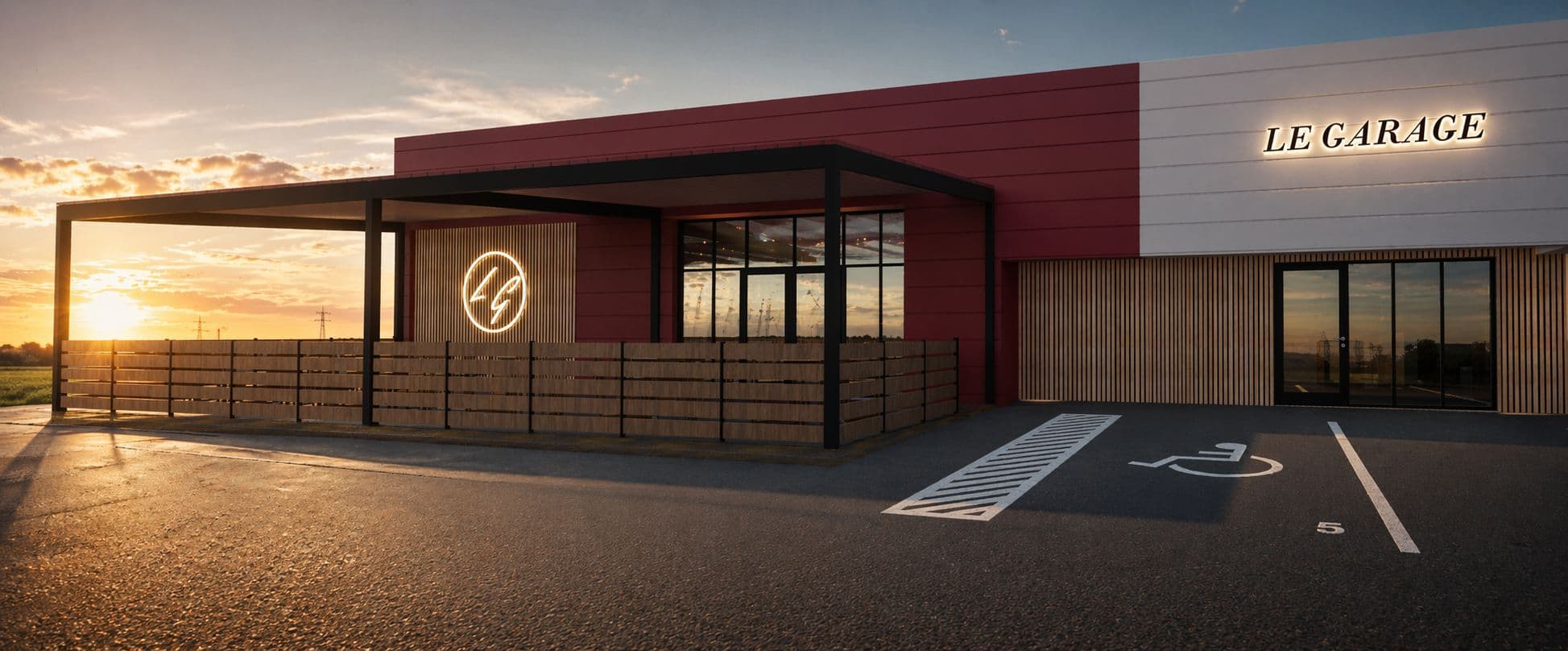 Transformation du Garage en restaurant contemporain à Saint-Vit — vue 2