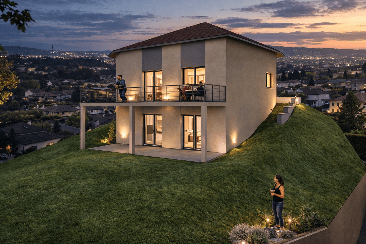 Maison individuelle contemporaine intégrée à la pente à Saint-Point-Lac — vue 1